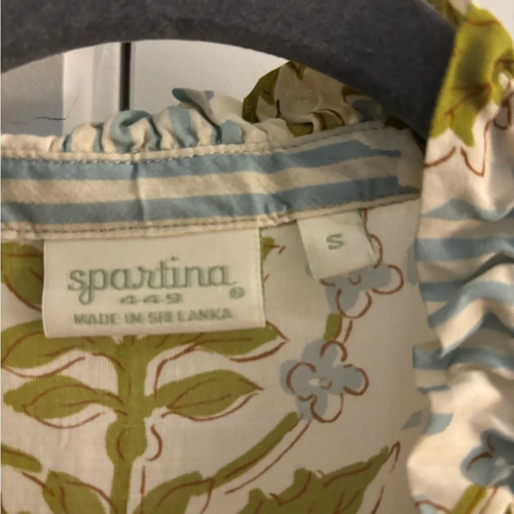 Spartina 449 Striped Floral Blouse - Blue and Green - Picture 4 of 4